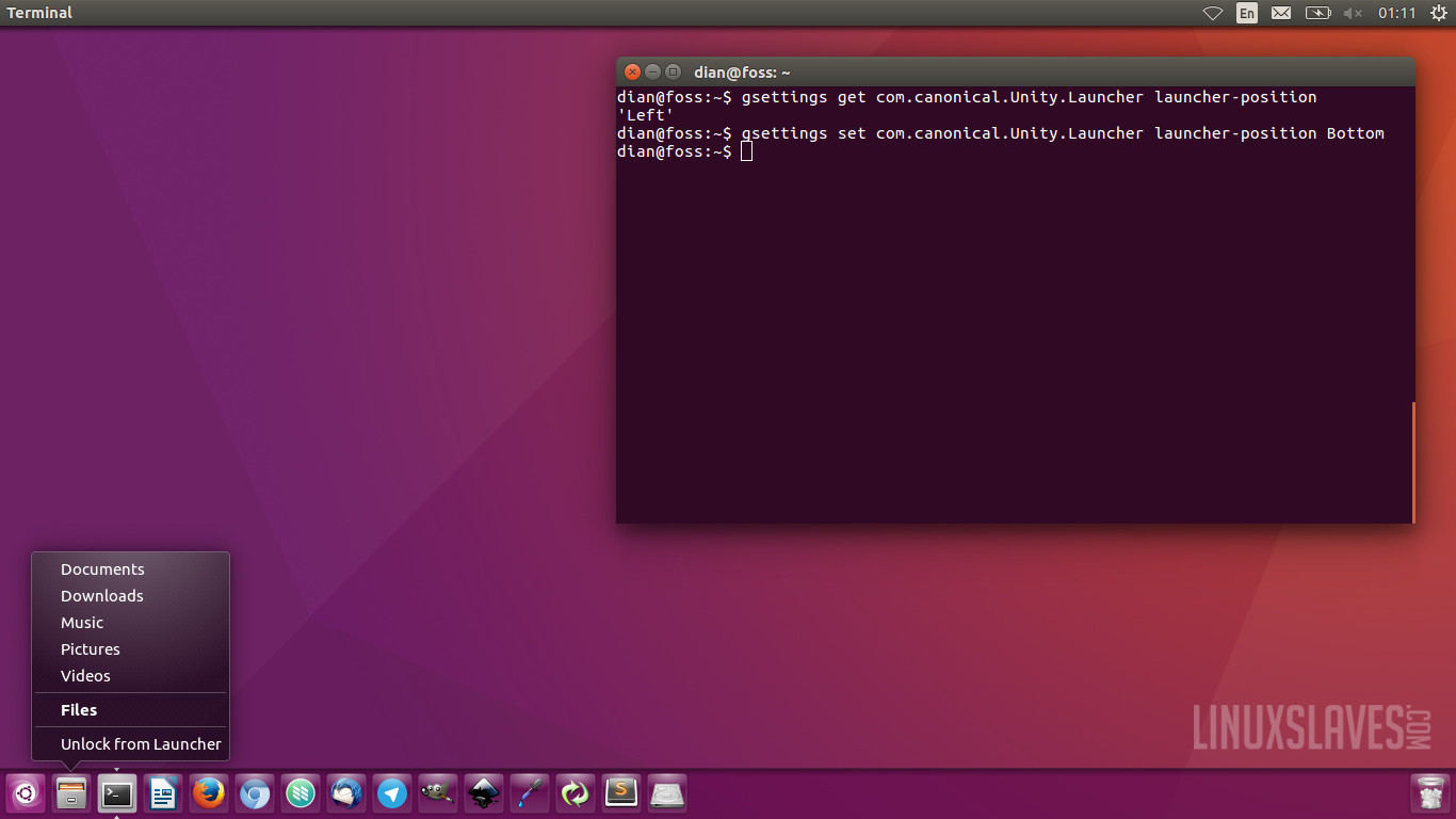 changing in the ubuntu panel bottom