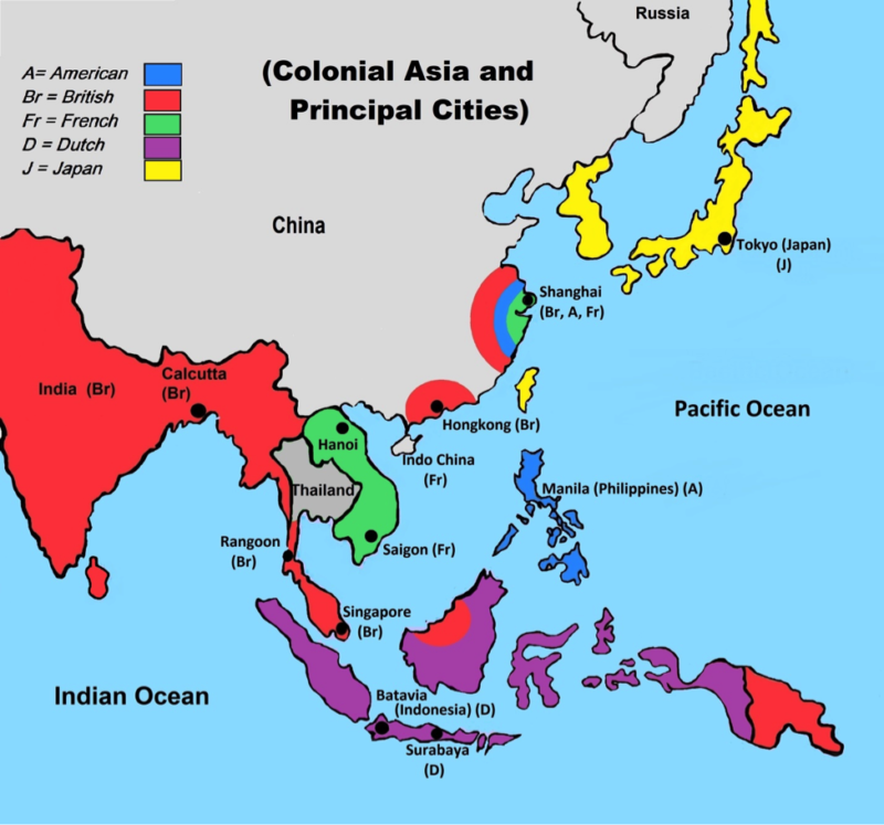 map colonies of asian